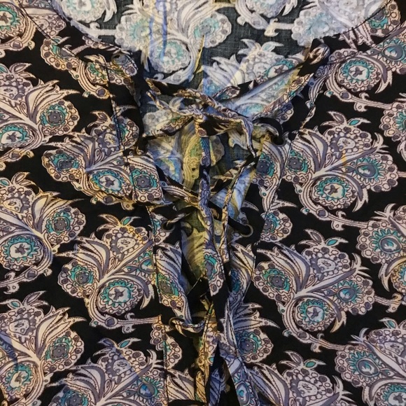 Daniel Rainn Purple Black Boho Peplum Top, EUC, S - Picture 5 of 16